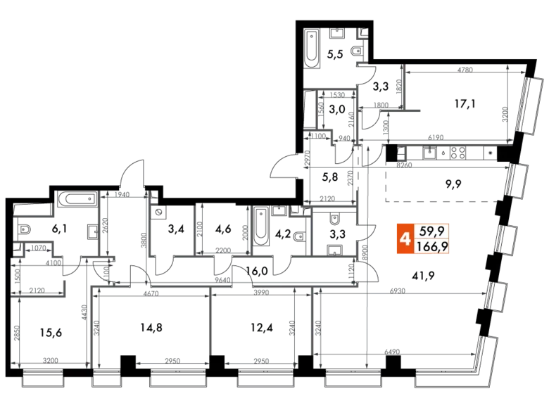 Apartamento 5 habitaciones 167 m² North-Western Administrative Okrug, Rusia