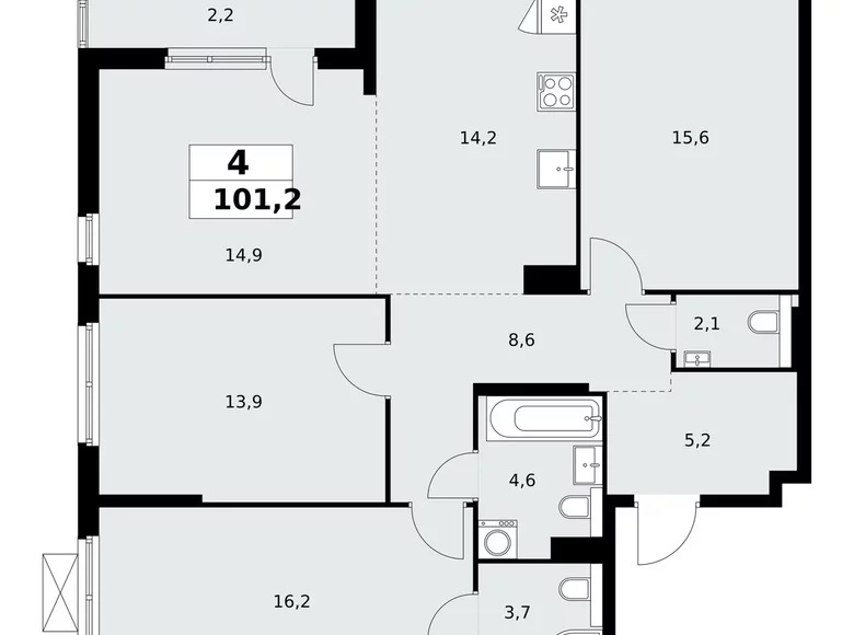 Appartement 4 chambres 101 m² poselenie Sosenskoe, Fédération de Russie