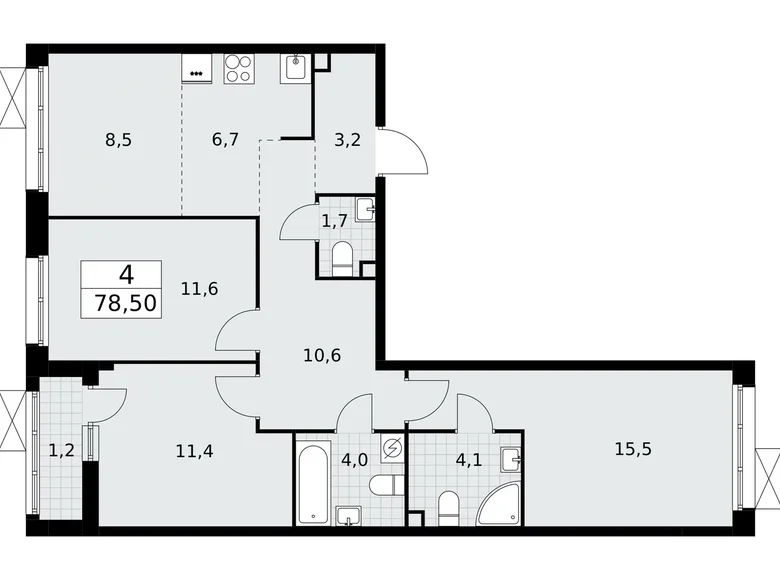 Mieszkanie 4 pokoi 79 m² Postnikovo, Rosja