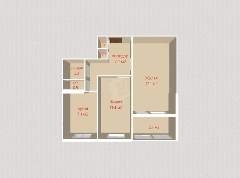Mieszkanie 2 pokoi 49 m² Mińsk, Białoruś