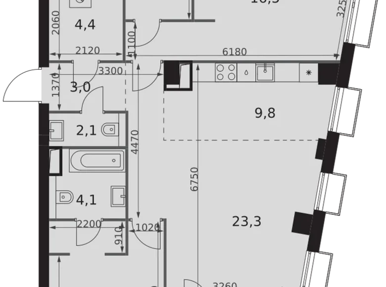 Appartement 3 chambres 89 m² North-Western Administrative Okrug, Fédération de Russie