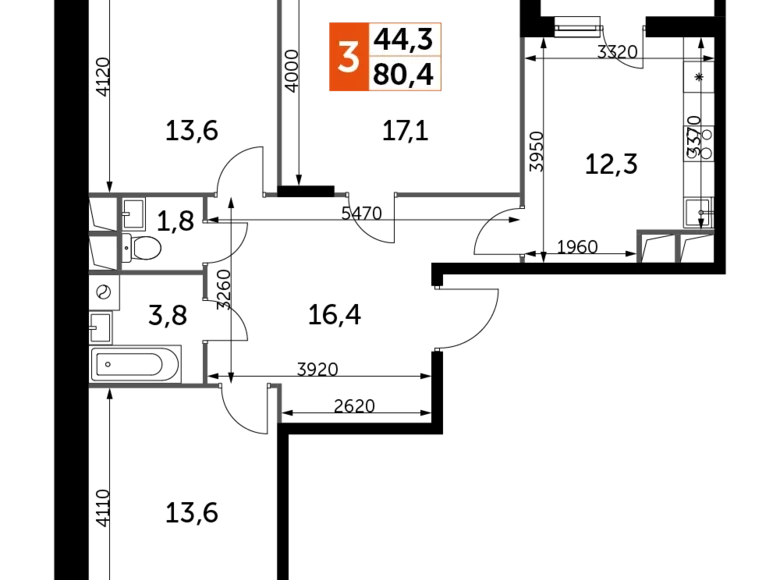 Wohnung 3 zimmer 80 m² Razvilka, Russland