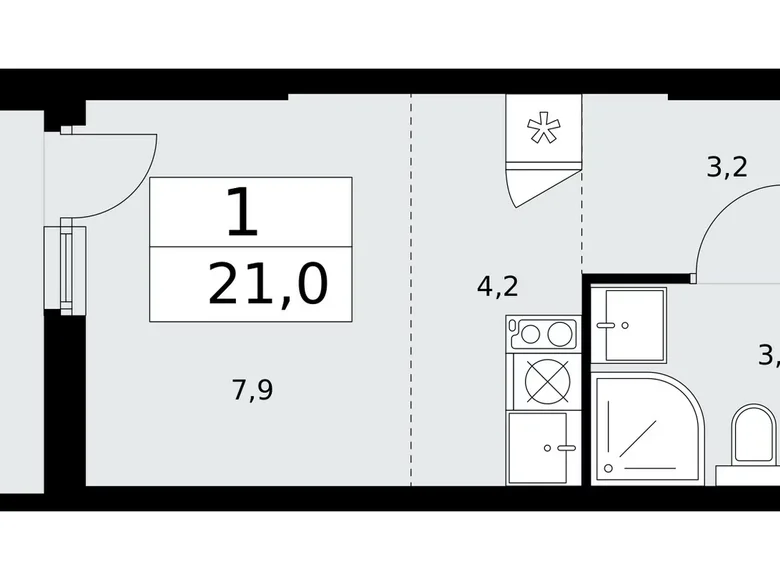 1 room apartment 21 m² poselenie Sosenskoe, Russia