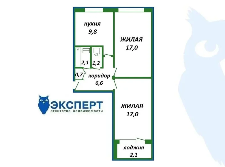 Квартира 2 комнаты 55 м² Минск, Беларусь