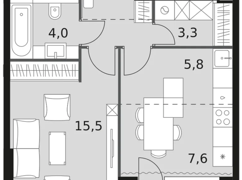 Appartement 1 chambre 42 m² Moscou, Fédération de Russie