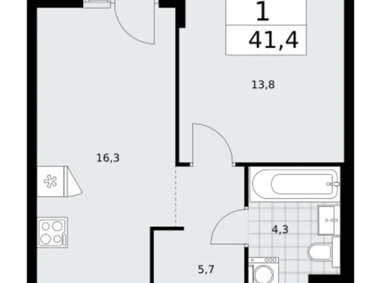 Wohnung 1 zimmer 41 m² Troizk, Russland