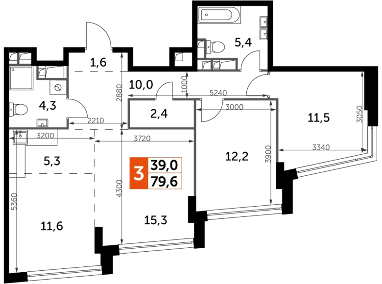 Apartamento 3 habitaciones 80 m² Moscú, Rusia