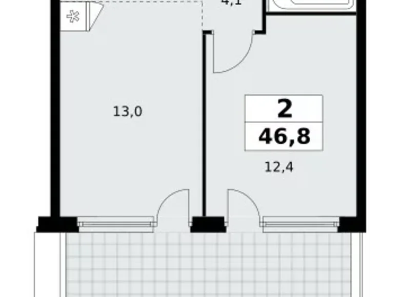 Mieszkanie 2 pokoi 47 m² Moskwa, Rosja