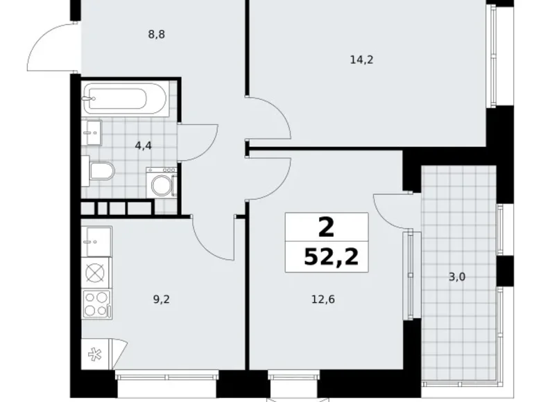 Wohnung 2 zimmer 52 m² poselenie Sosenskoe, Russland