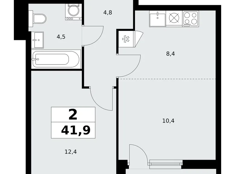 2 room apartment 42 m² poselenie Sosenskoe, Russia