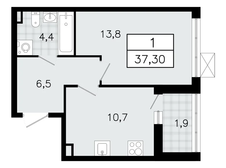 Квартира 1 комната 37 м² Всеволожск, Россия