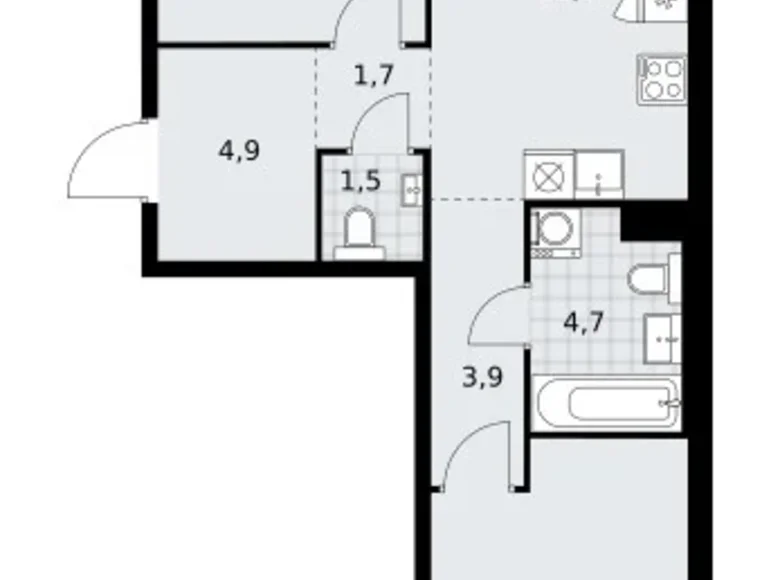 Apartamento 2 habitaciones 58 m² Troitsk, Rusia
