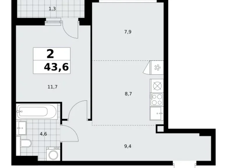 Apartamento 2 habitaciones 44 m² poselenie Sosenskoe, Rusia