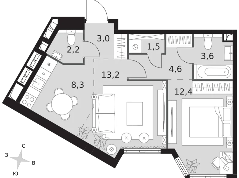 Mieszkanie 2 pokoi 49 m² Konkovo District, Rosja