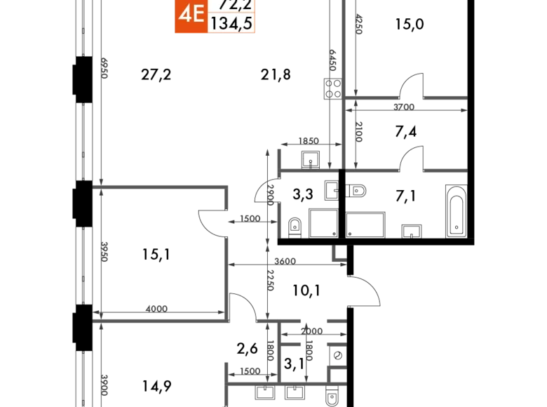 Wohnung 4 zimmer 135 m² Nordwestlicher Verwaltungsbezirk, Russland