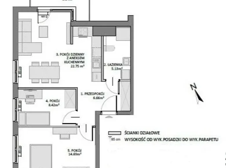 Квартира 3 комнаты 60 м² Гданьск, Польша