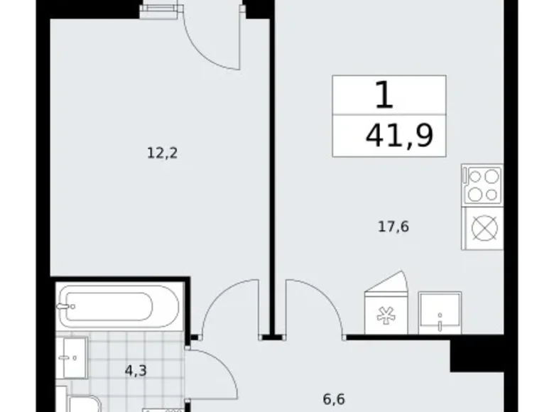 Appartement 1 chambre 42 m² Troïtsk, Russie