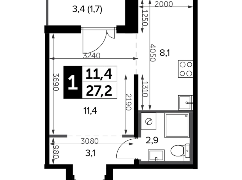Studio 1 chambre 28 m² Leninsky District, Russie