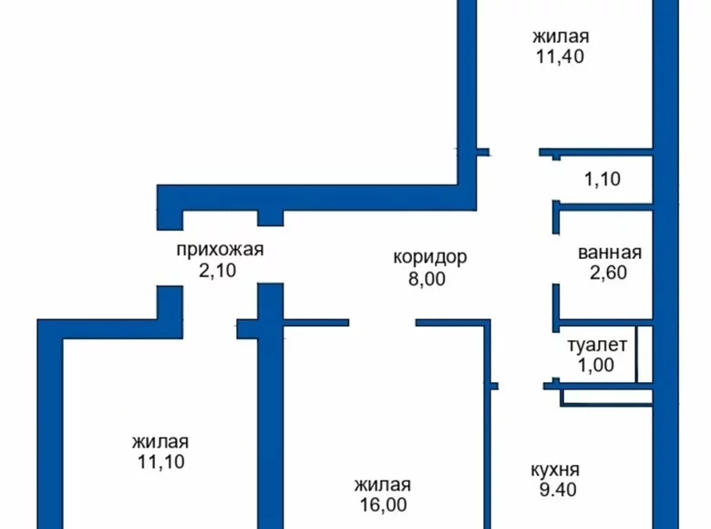 Квартира 3 комнаты 64 м² Борисов, Беларусь