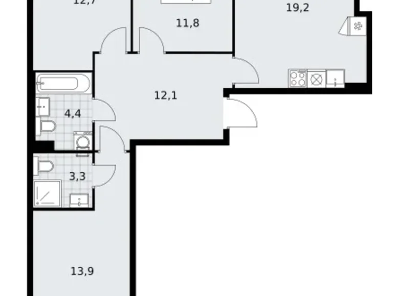 Mieszkanie 3 pokoi 79 m² Troick, Rosja