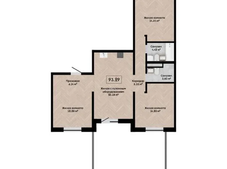 Appartement 4 chambres 93 m² Kalodziscanski sielski Saviet, Bélarus