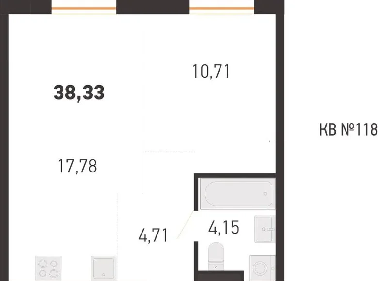 Квартира 2 комнаты 38 м² Копище, Беларусь