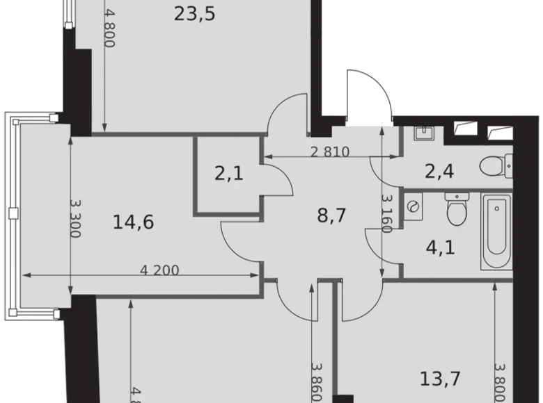 Квартира 3 комнаты 90 м² район Коньково, Россия