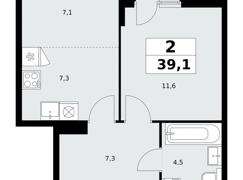 Wohnung 2 zimmer 39 m² poselenie Sosenskoe, Russland