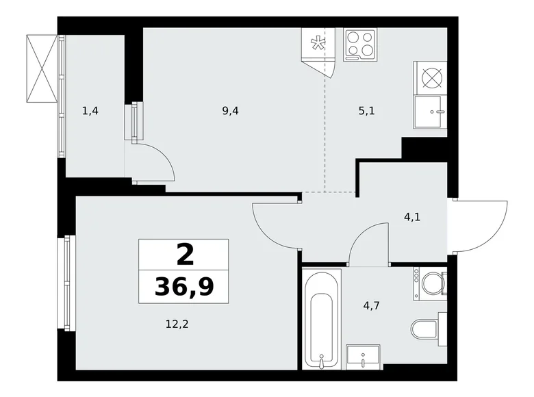 Apartamento 2 habitaciones 37 m² poselenie Sosenskoe, Rusia