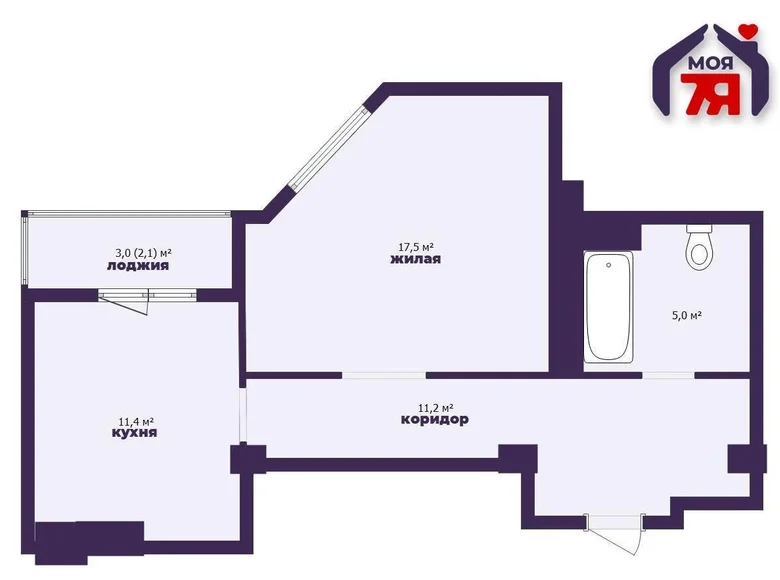 1 room apartment 47 m² Minsk, Belarus