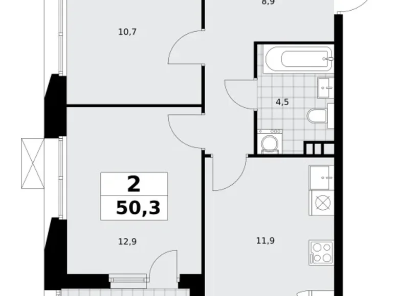 Wohnung 2 zimmer 50 m² poselenie Sosenskoe, Russland