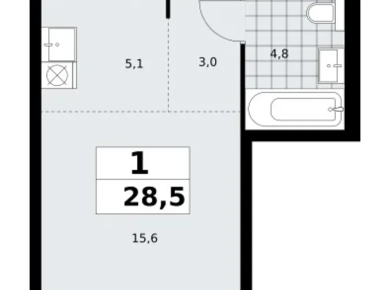 Mieszkanie 1 pokój 29 m² poselenie Sosenskoe, Rosja