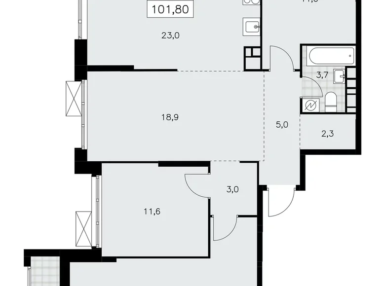 Mieszkanie 4 pokoi 102 m² Moskwa, Rosja