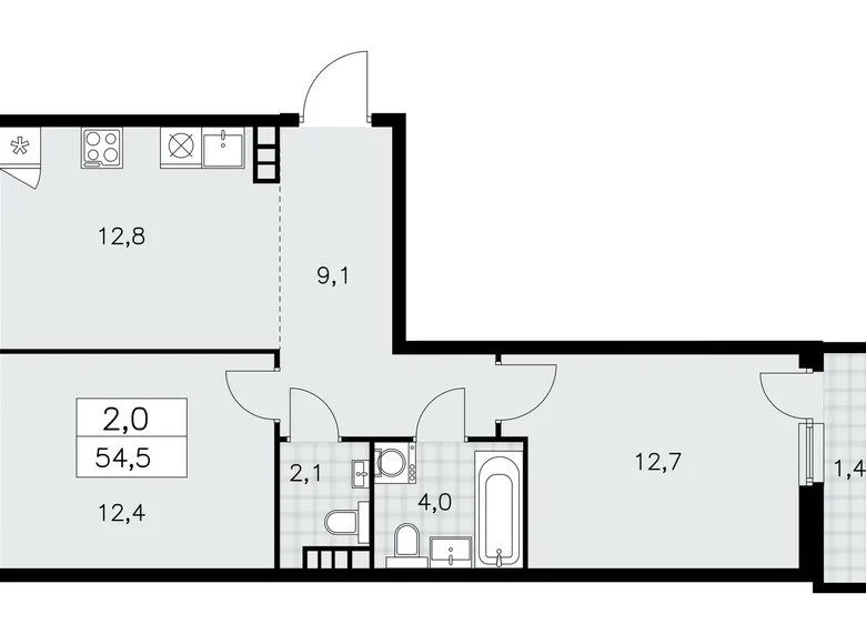 Appartement 2 chambres 55 m² poselenie Sosenskoe, Fédération de Russie