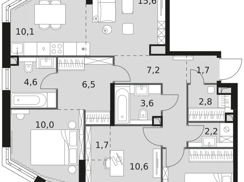 Apartamento 4 habitaciones 89 m² Moscú, Rusia