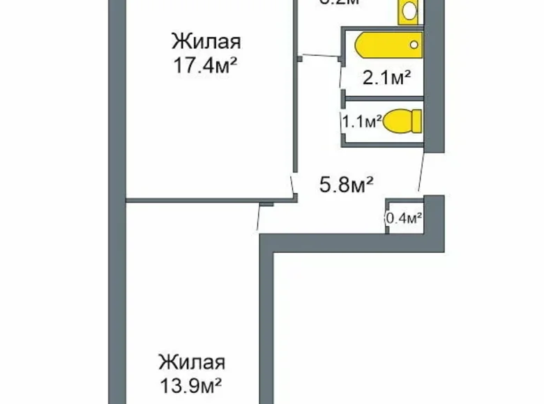 Apartamento 2 habitaciones 47 m² Baranovichi, Bielorrusia
