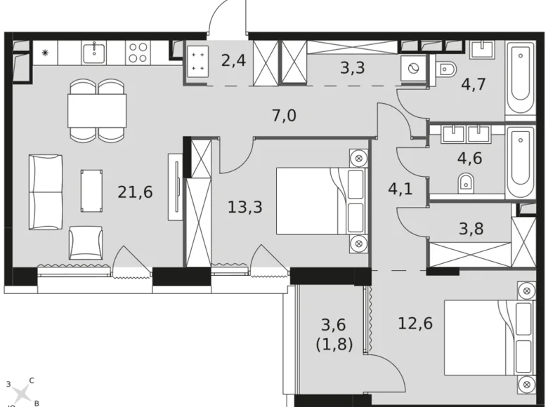 Apartamento 3 habitaciones 79 m² Rostokino District, Rusia