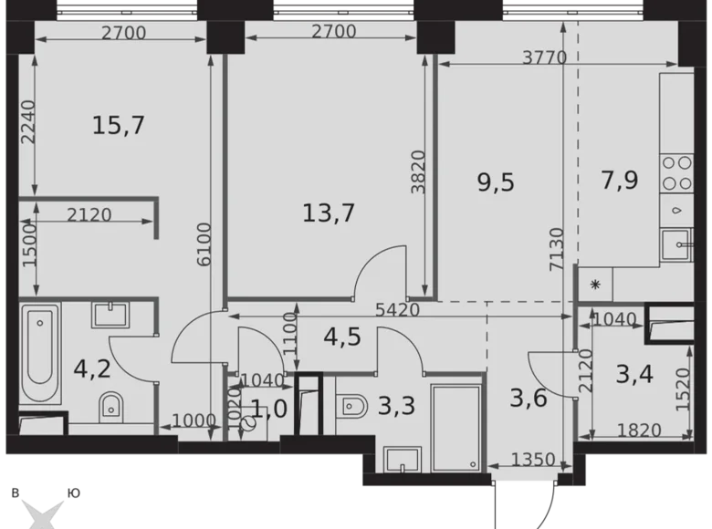 Apartamento 2 habitaciones 67 m² North-Western Administrative Okrug, Rusia