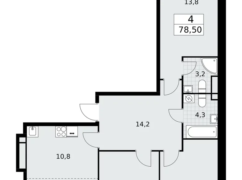 Квартира 4 комнаты 79 м² район Внуково, Россия