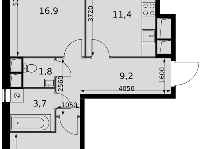 Квартира 2 комнаты 56 м² Развилка, Россия