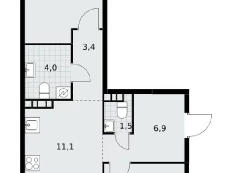 Квартира 3 комнаты 60 м² Postnikovo, Россия