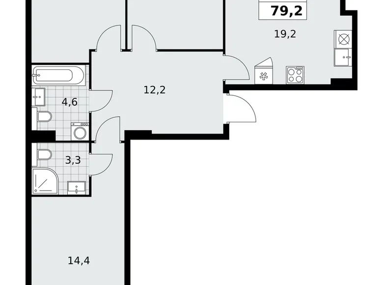 Appartement 3 chambres 79 m² poselenie Sosenskoe, Fédération de Russie