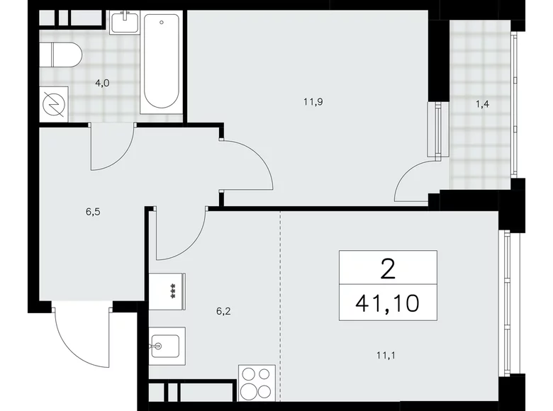 Appartement 2 chambres 41 m² Moscou, Fédération de Russie