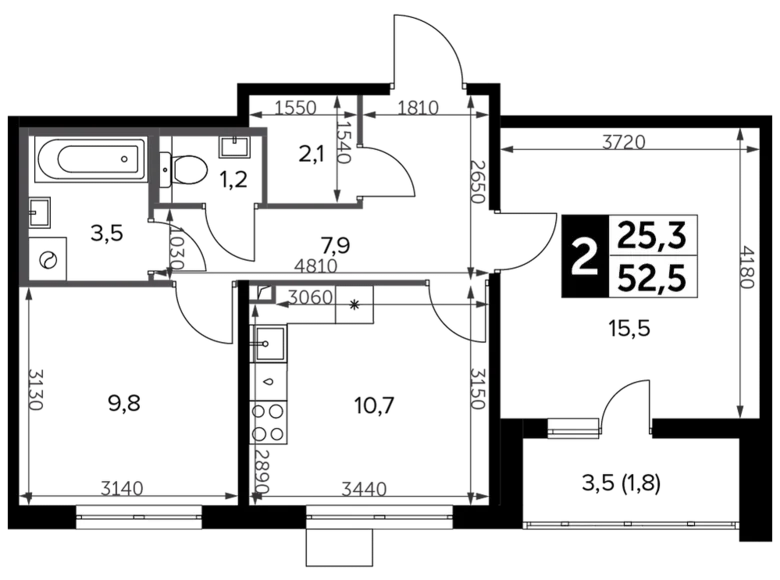 Apartamento 2 habitaciones 54 m² Leninsky District, Rusia