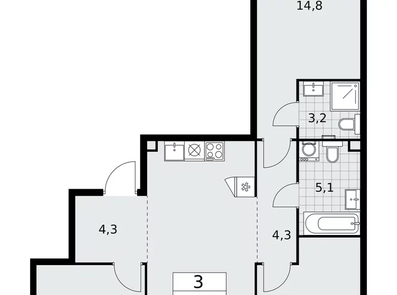 Apartamento 3 habitaciones 81 m² Moscú, Rusia