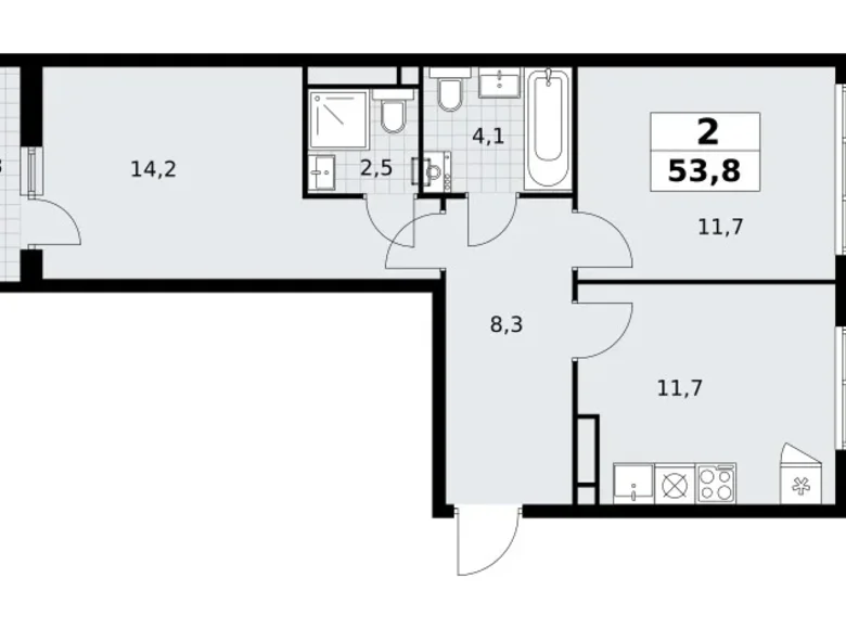 Mieszkanie 2 pokoi 54 m² Postnikovo, Rosja