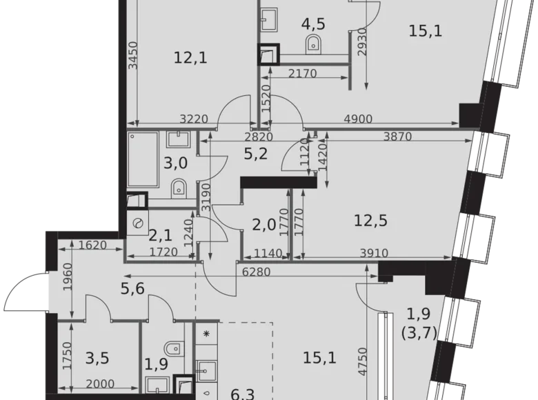 Квартира 4 комнаты 91 м² Северо-Западный административный округ, Россия