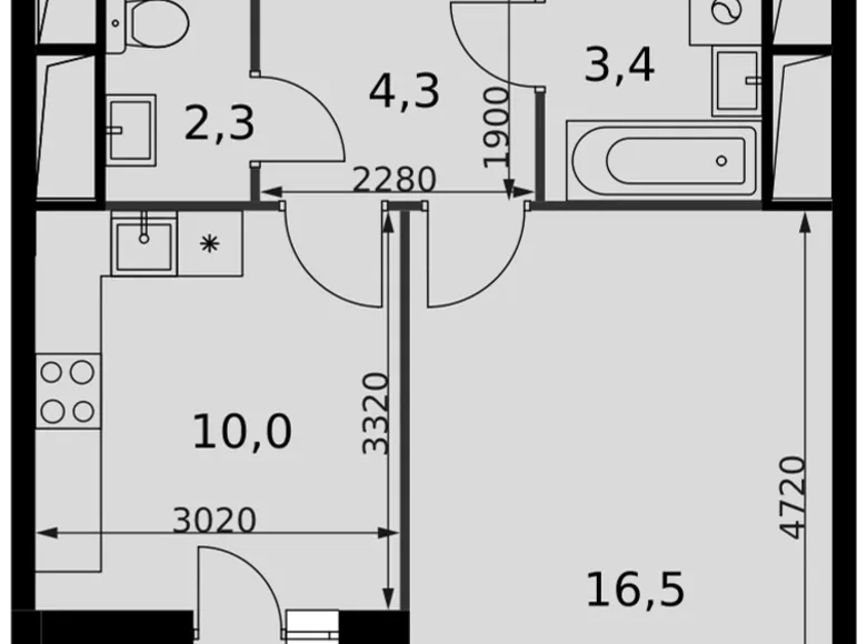 Apartamento 1 habitación 38 m² Razvilka, Rusia