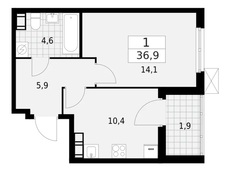 Appartement 1 chambre 37 m² Krasnoye Selo, Fédération de Russie