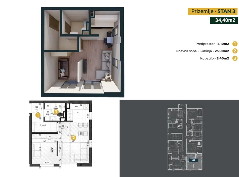 Mieszkanie 1 pokój 34 m² Bar, Czarnogóra